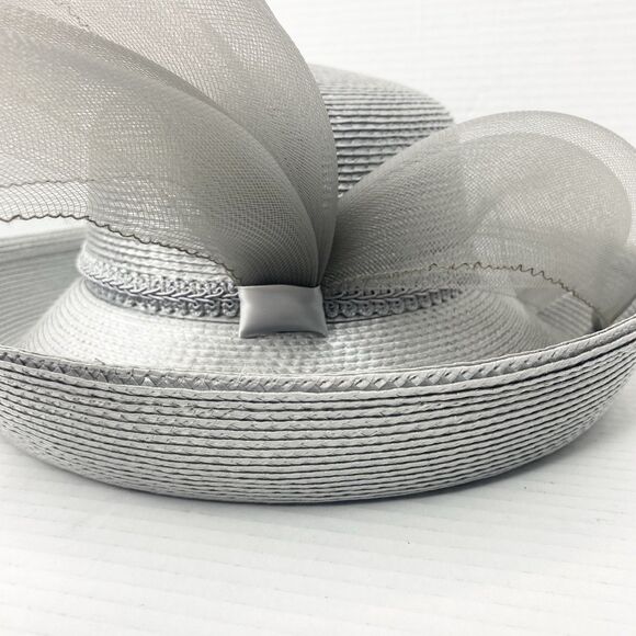 Vintage Glory II Womens Gray Straw Hat with Mesh Detail Derby Church Wedding main image 8